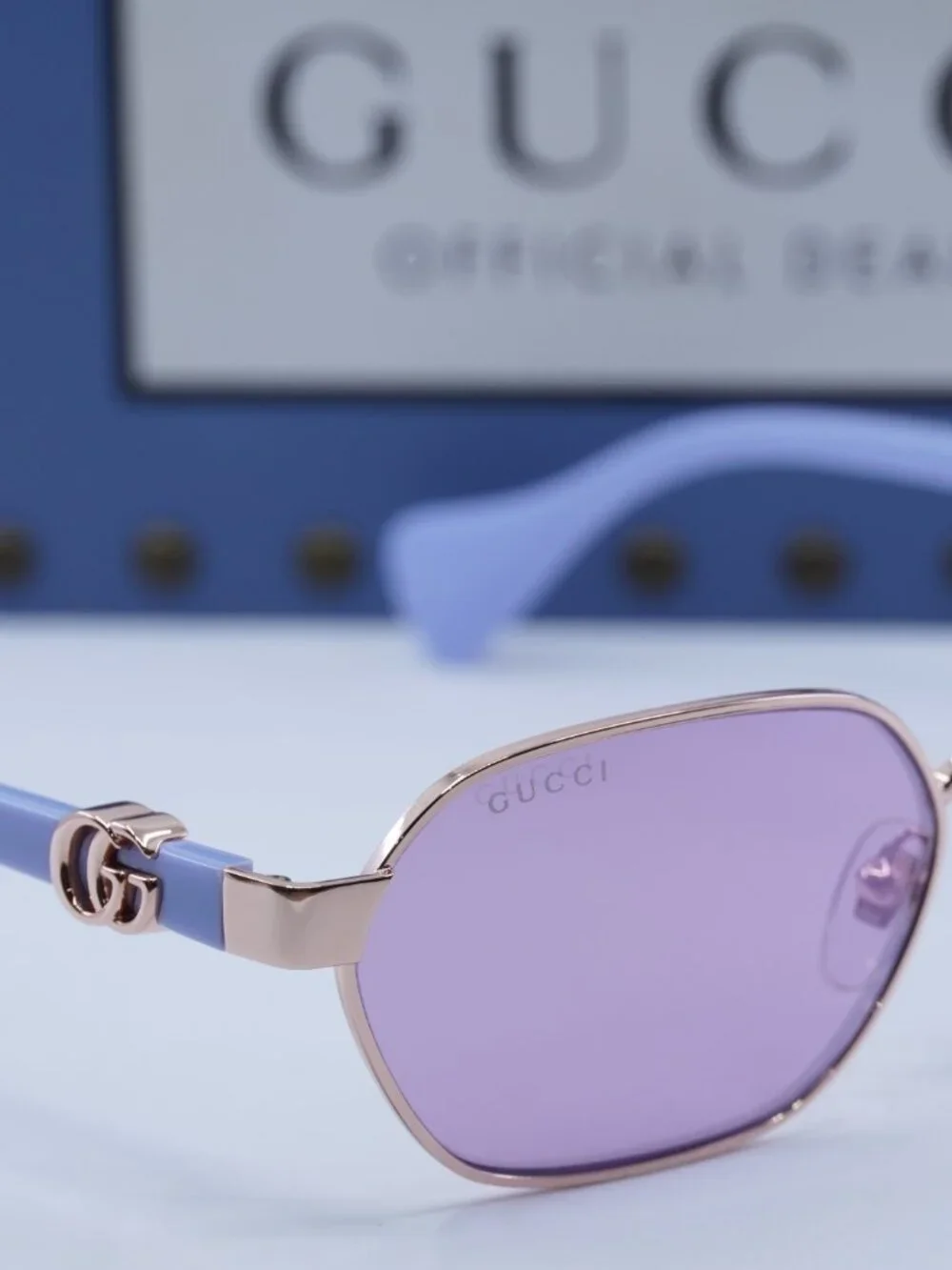 Gucci GG1593S 004 Oval Sunglasses - Rose Gold/Lilac with Flash Electric